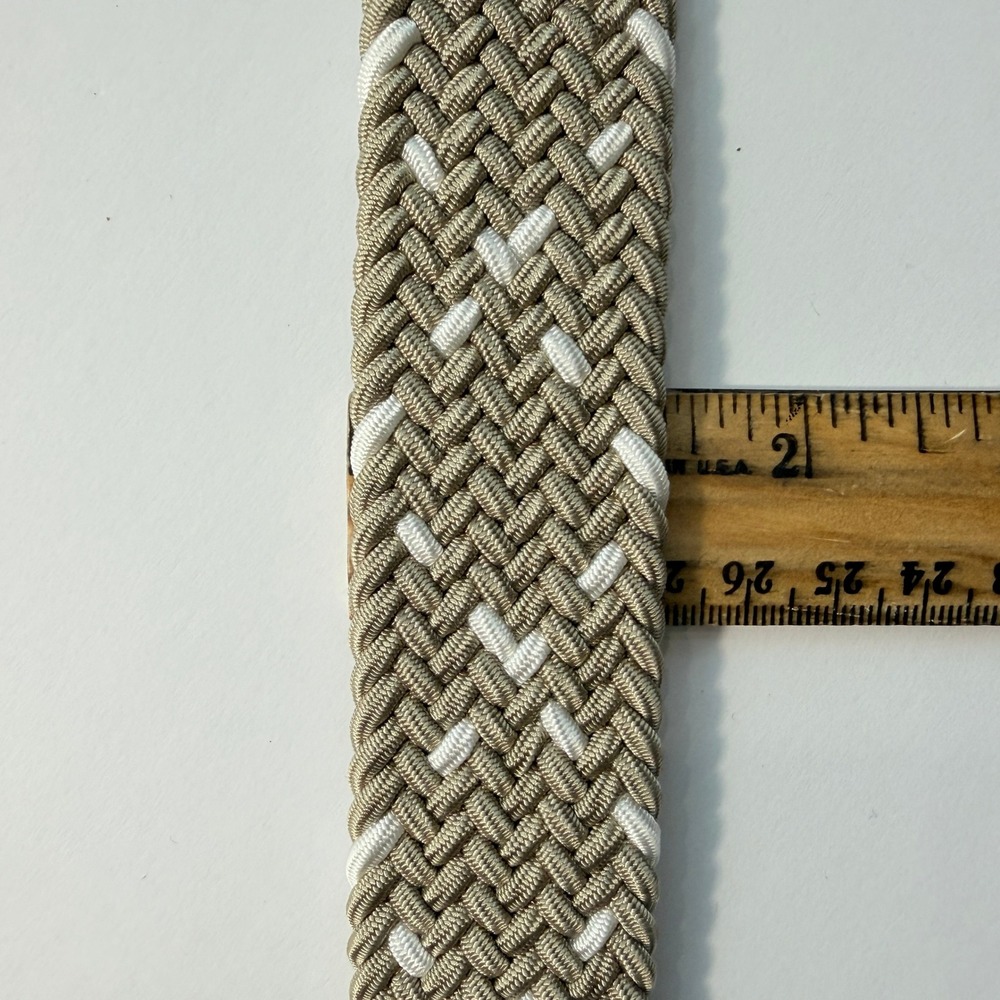 Johnston & Murphy Mens 34 Braided Elastic Belt Tan White Leather Trim 75-7877 - Picture 7 of 9